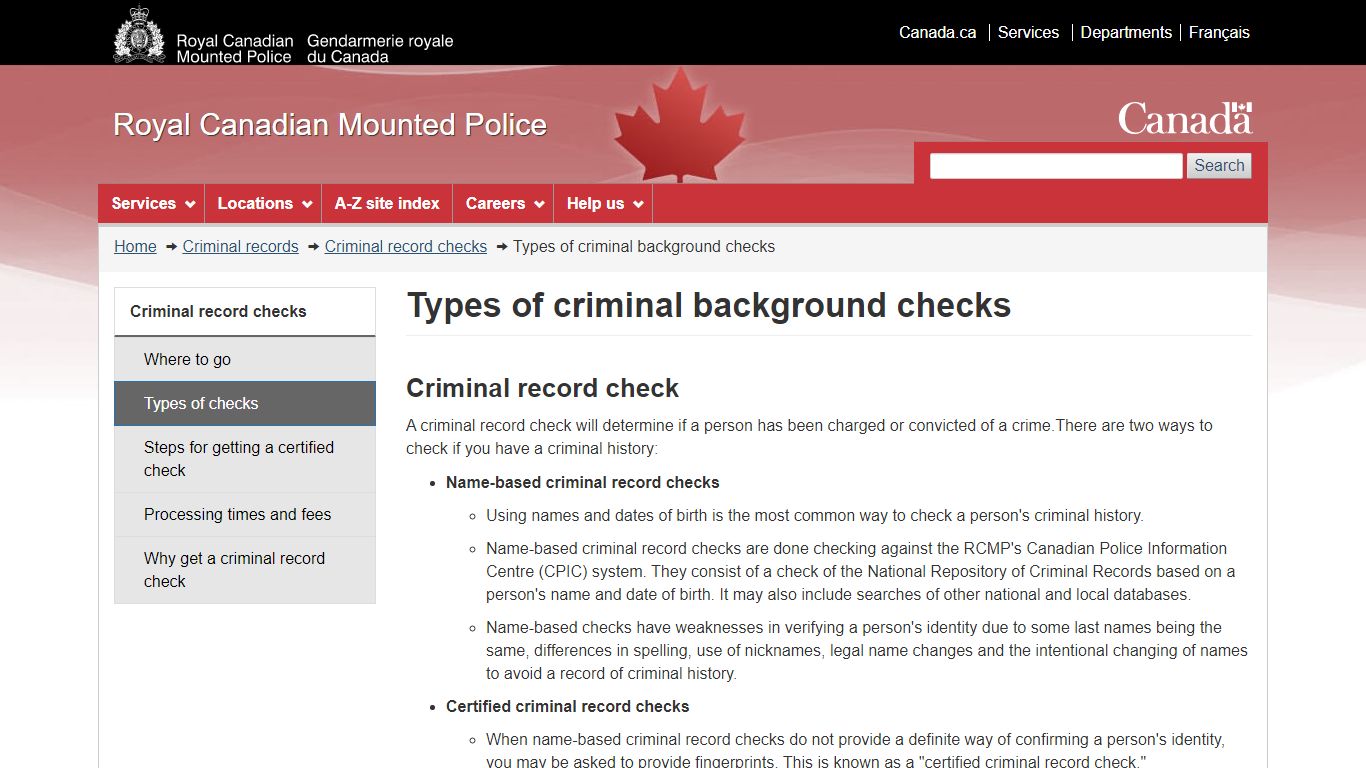 Types of criminal background checks | Royal Canadian ...