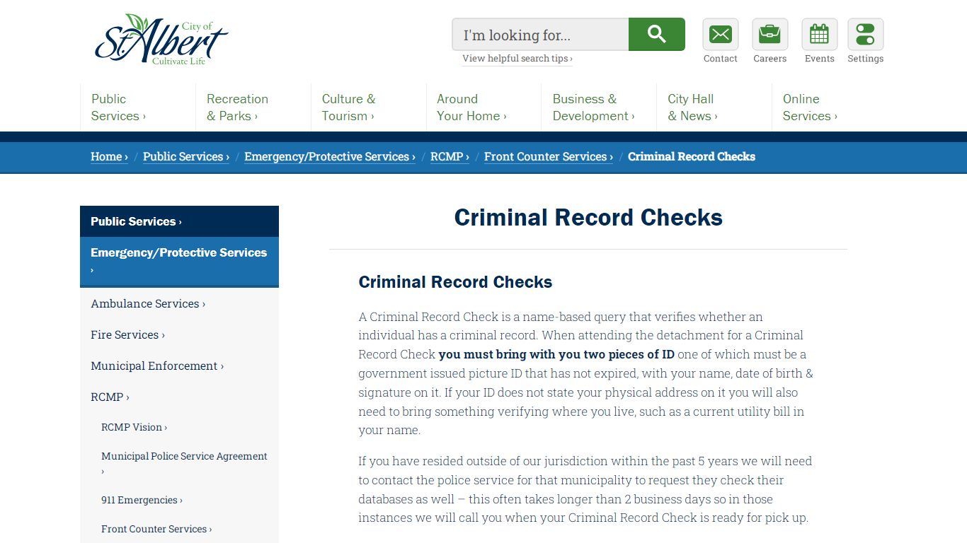 Criminal Record Checks / City of St. Albert