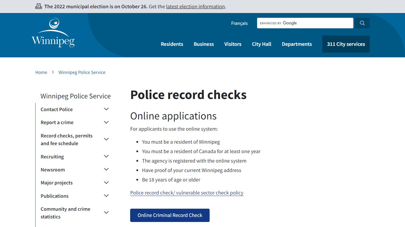 Police Record Checks - Winnipeg Police Service